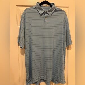 Peter Millar Featherweight Striped Performance Polo Shirt Mens Sz XL  Blue